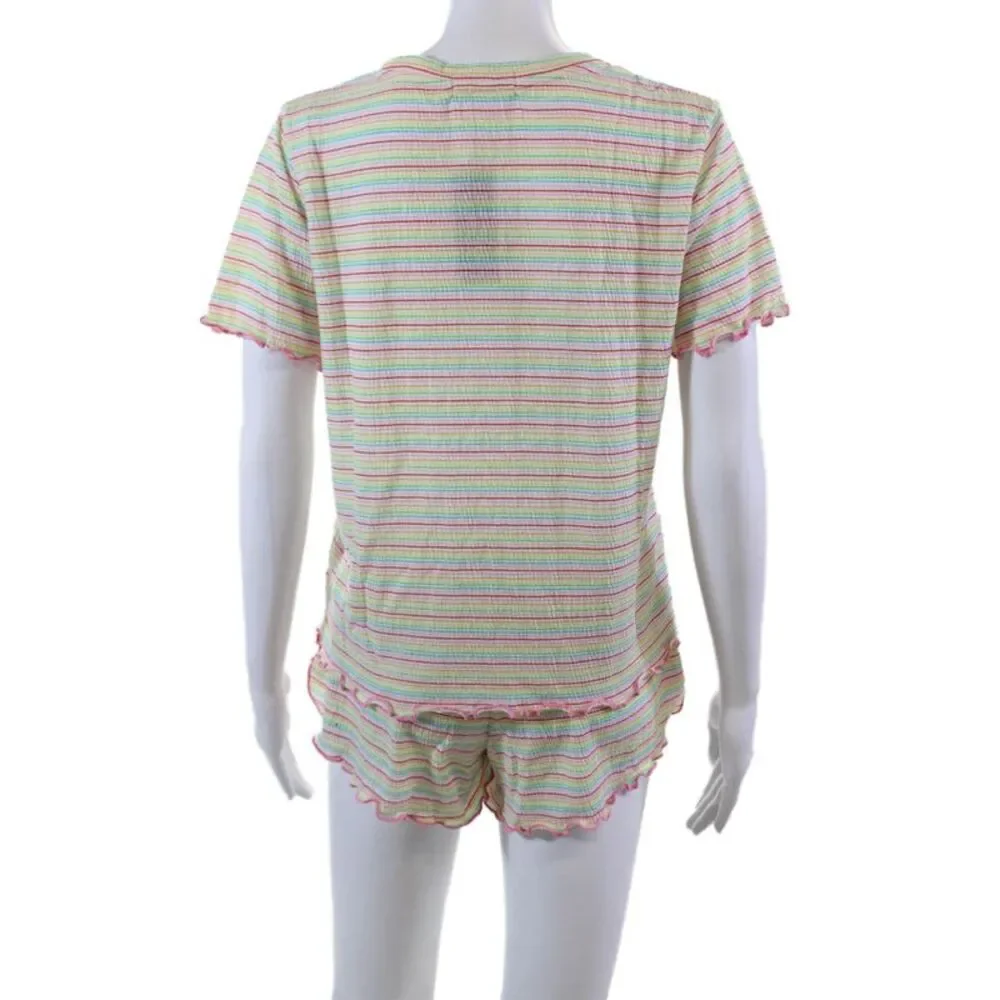 Emerson Road Womens Butterfly Print Sleepwear Top + Shorts Set White Size S